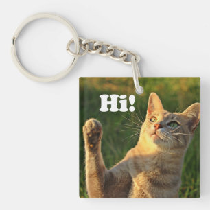 Ginger Cat Saying Hi! Key Ring