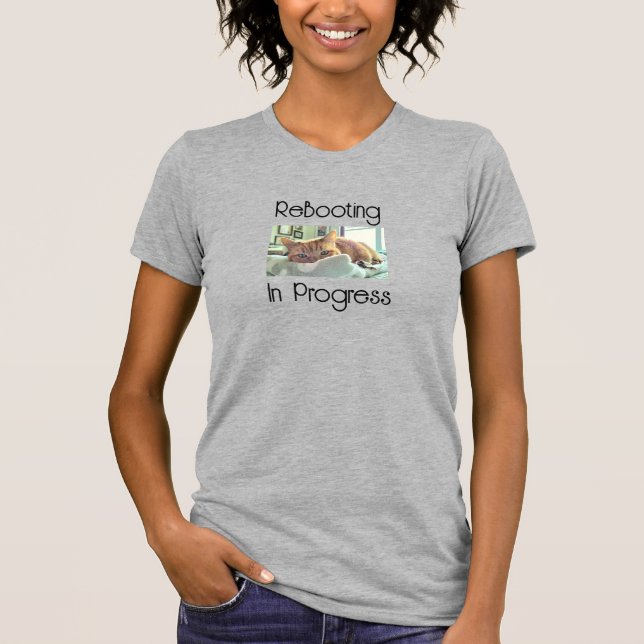 Ginger Cat Says ReBoot Your Mood T-Shirt (Front)