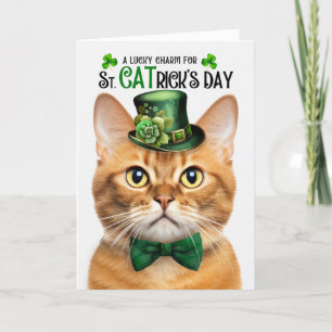 Ginger Cat St CATrick's Day Lucky Charm Holiday Card