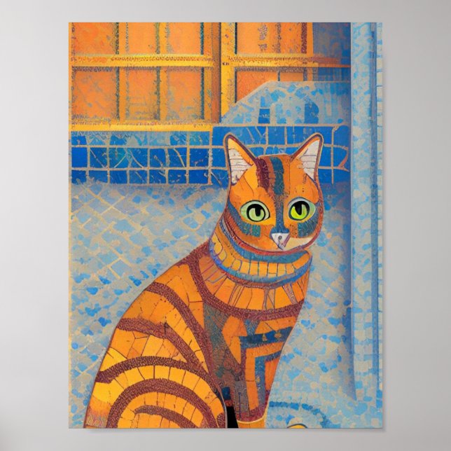 Ginger cat striped moroccan mosaic kitty voices poster (Front)