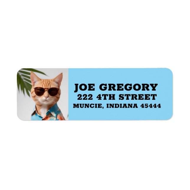 GINGER CAT SUNGLASSES big Return Address Labels (Front)