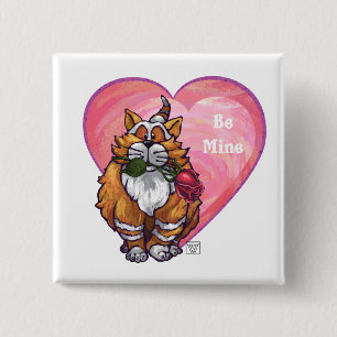 Ginger Cat Valentine's Day 15 Cm Square Badge