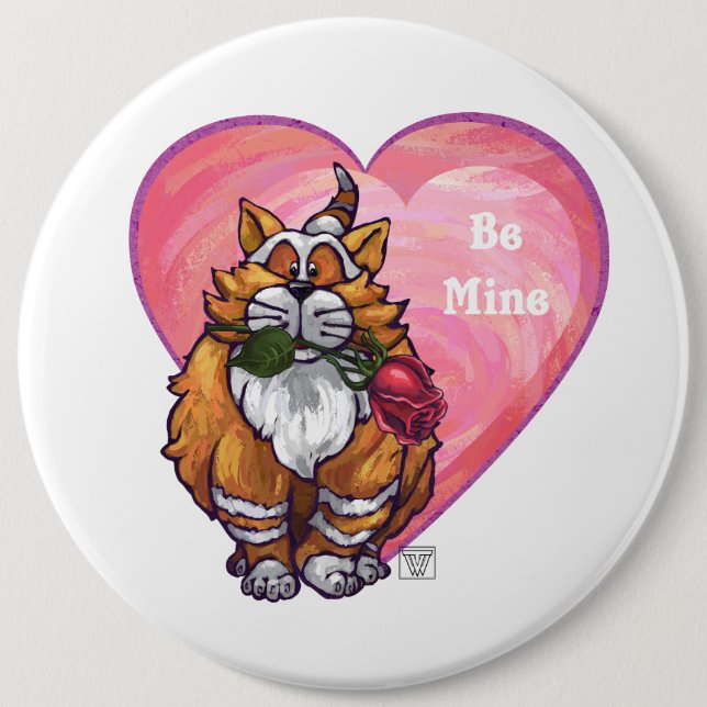 Ginger Cat Valentine's Day 6 Cm Round Badge (Front)