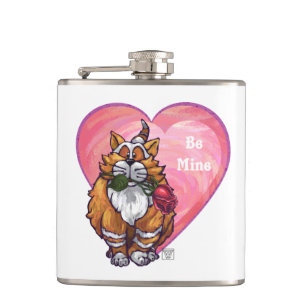 Ginger Cat Valentine's Day Hip Flask