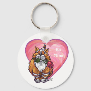 Ginger Cat Valentine's Day Key Ring