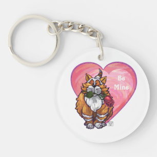 Ginger Cat Valentine's Day Key Ring