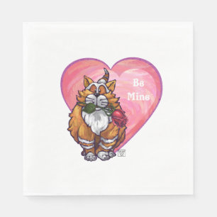 Ginger Cat Valentine's Day Napkin
