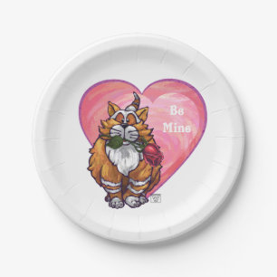 Ginger Cat Valentine's Day Paper Plate