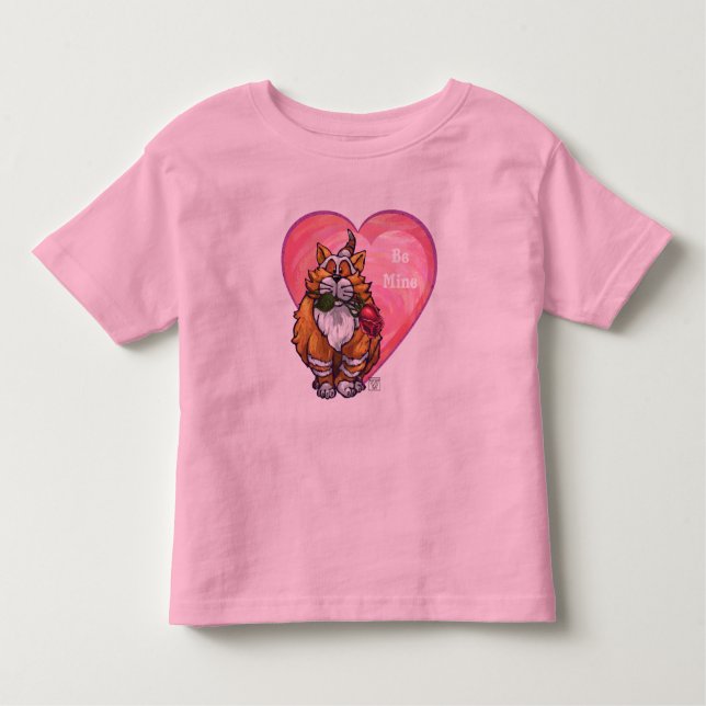 Ginger Cat Valentine's Day Toddler T-Shirt (Front)