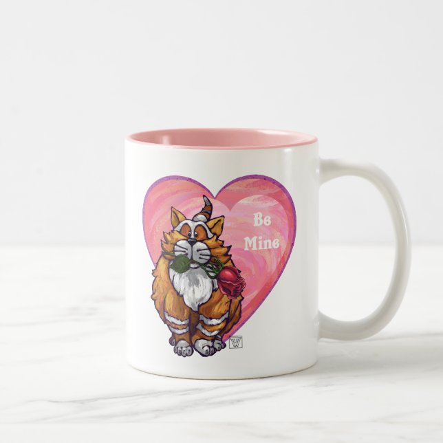 Ginger Cat Valentine's Day Two-Tone Coffee Mug (Right)