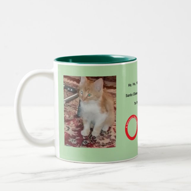 Ginger Cat Whimsical Christmas  Two-Tone Coffee Mug (Left)