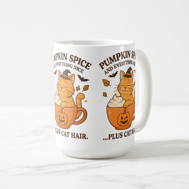 Ginger Cat Witch – Cute Halloween Design with Pump Coffee Mug (Front Right)
