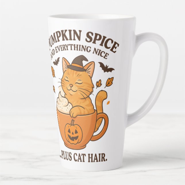 Ginger Cat Witch – Cute Halloween Design with Pump Latte Mug (Right)