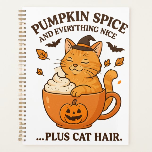 Ginger Cat Witch – Cute Halloween Design with Pump Planner (Front)