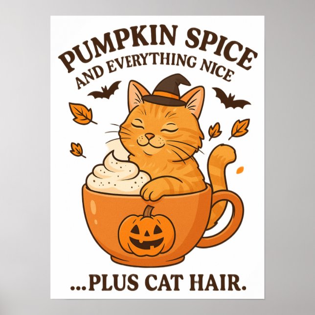 Ginger Cat Witch – Cute Halloween Design with Pump Poster (Front)