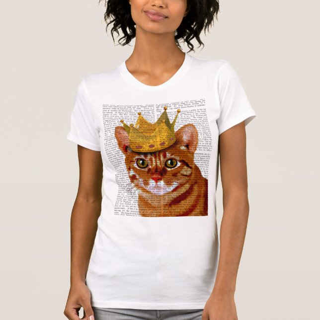 Ginger Cat with Crown Portrai T-Shirt (Front)