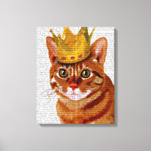 Ginger Cat with Crown Portrait Canvas Print