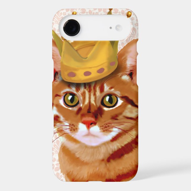 Ginger Cat with Crown Portrait Case-Mate iPhone Case (Back)