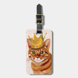 Ginger Cat with Crown Portrait Luggage Tag