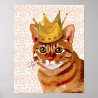 Ginger Cat with Crown Portrait