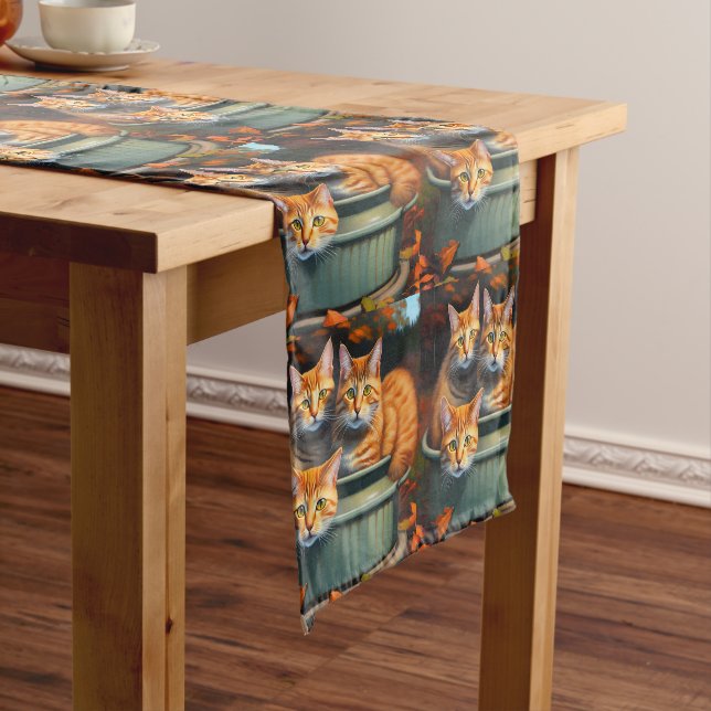 Ginger Cats In A Pot Plant Holder, Table Runner (In Situ)