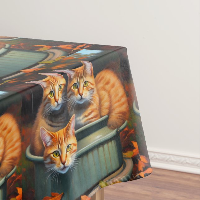 Ginger Cats In A Pot Plant Holder, Tablecloth (In Situ)