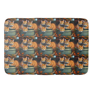 Ginger Cats Pot Plants,  Memory Foam Bath Mat