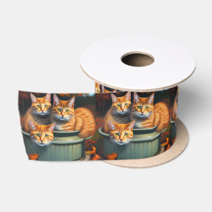 Ginger Cats Pot Plants, Satin Ribbon