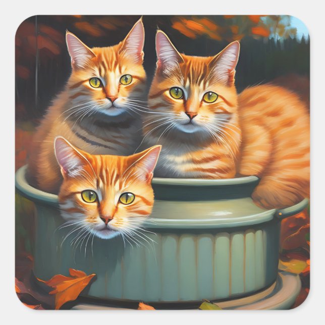 Ginger Cats Pot Plants, Stickers (Front)