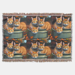 Ginger Cats Pot Plants, Throw Blanket
