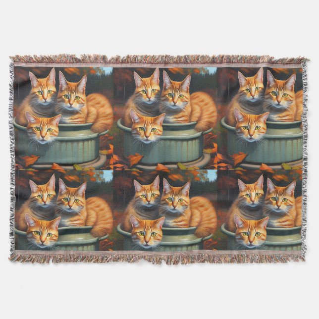 Ginger Cats Pot Plants,  Throw Blanket (Front)