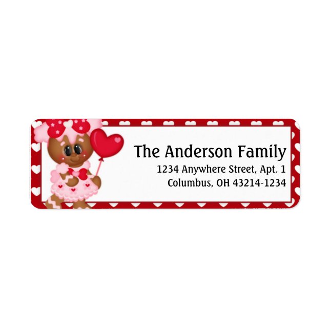 Ginger Cookie Valentine's Day Address Labels d3 (Front)