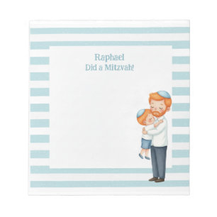 Ginger Dad & Son Hug Personalised Mitzvah Notepad