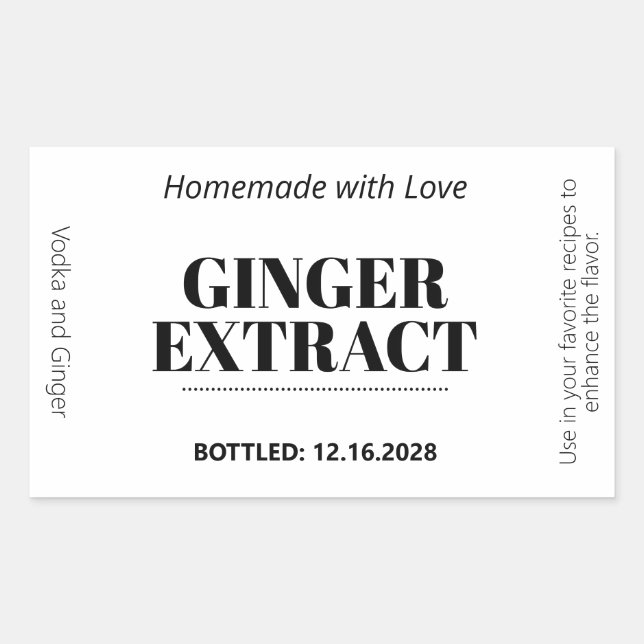Ginger Extract Modern Label Sticker ZEX_001h (Front)