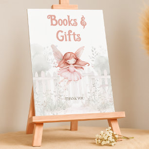 Ginger Fairy Baby Shower Books for Baby Table Sign