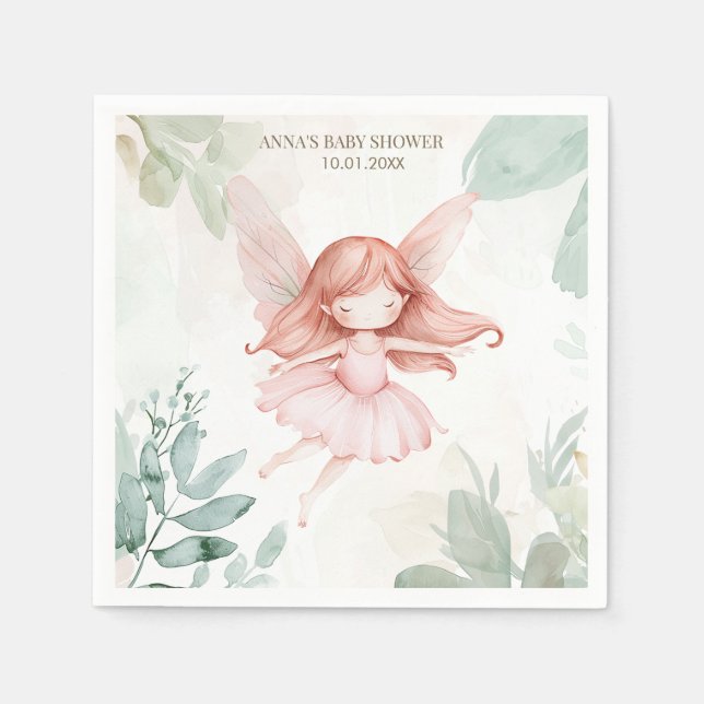 Ginger Fairy Girl Baby Shower Napkin (Front)