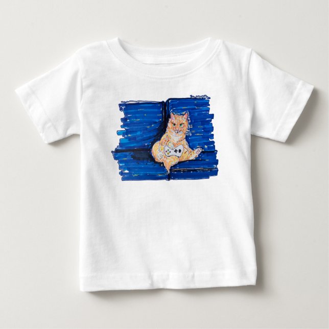 Ginger Gamer Cat Baby T-Shirt (Front)