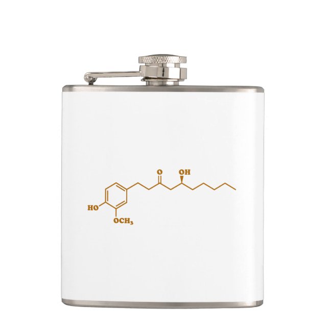 Ginger Gingerol Molecule Chemical Formula Hip Flask (Front)