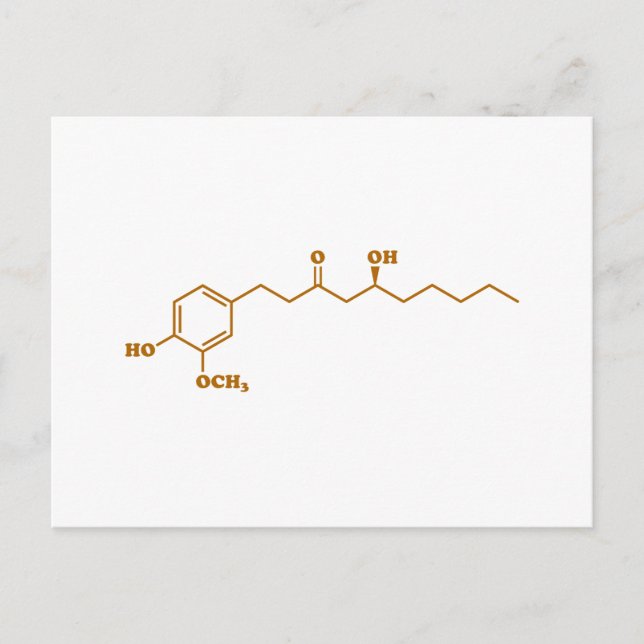 Ginger Gingerol Molecule Chemical Formula Postcard (Front)