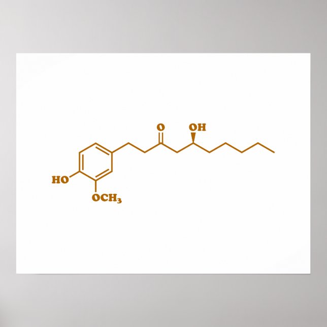 Ginger Gingerol Molecule Chemical Formula Poster (Front)
