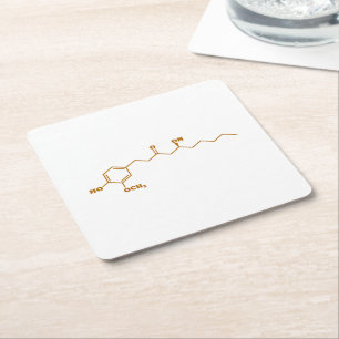 Ginger Gingerol Molecule Chemical Formula Square Paper Coaster