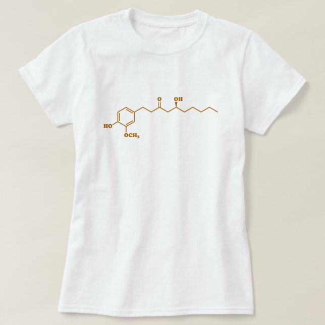 Ginger Gingerol Molecule Chemical Formula T-Shirt (Design Front)
