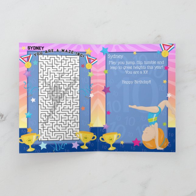 Ginger Girl Gymnastics You Are A-Maze-ing Birthday Card (Inside)