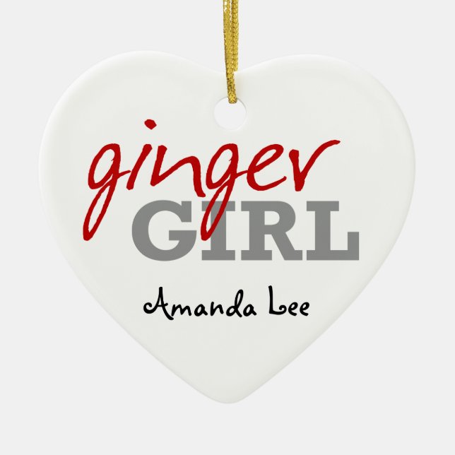 Ginger Girl Redhead Freckles Ceramic Ornament (Front)
