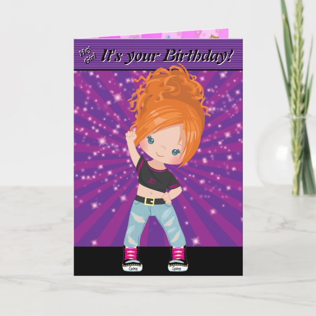 Ginger Girls Hip Hop Word Search Happy Birthday Card (Front)