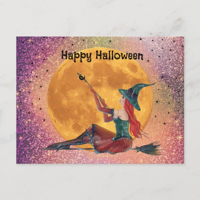 Ginger Halloween witch post card by Renee (Front)