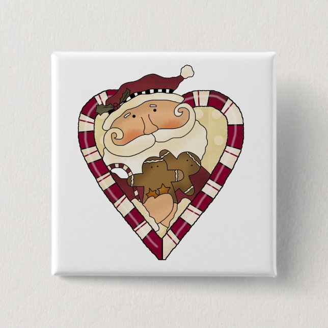 Ginger Heart Santa T-shirts and Gifts 15 Cm Square Badge (Front)