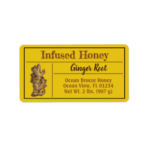 Ginger Infused Honey Jar Product Label