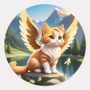 Ginger is a beautiful angel cat with wings. She lo Classic Round Sticker