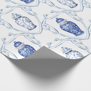 Ginger Jar Blue and White Chinoiserie Wrapping Paper